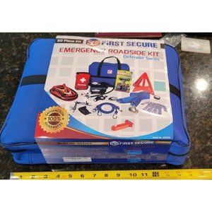 90 Piece Car Emergency Roadside & First Aid Kit Inside - Long-Lasting Quality